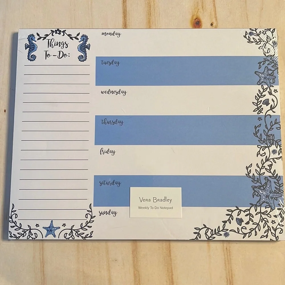Vera Bradley Weekly To-Do Notepad- Seahorse of Course